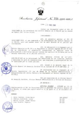 Resolución Jefatural N° 211-2000/AGN/J