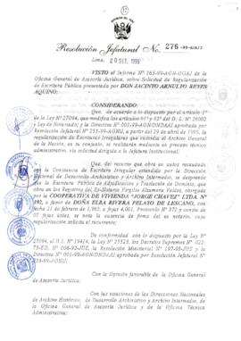 Resolución Jefatural N° 276-1999/AGN/J