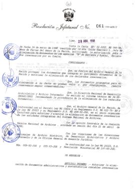 Resolución Jefatural N° 061-1998/AGN/J