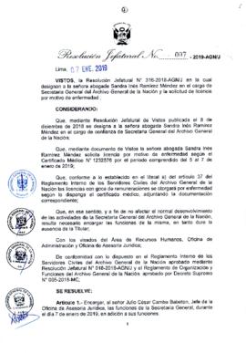 Resolución Jefatural N° 007-2019-AGN/J