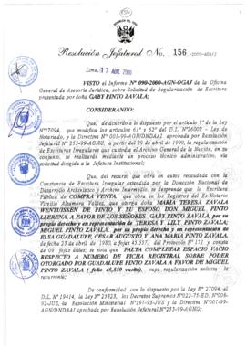 Resolución Jefatural N° 156-2000/AGN/J