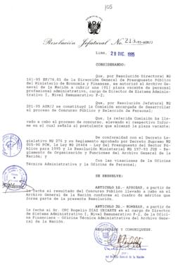 Resolución Jefatural N° 213-1995/AGN/J