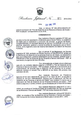 Resolución Jefatural N° 021-2016-AGN/J