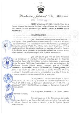 Resolución Jefatural N° 260-1999/AGN/J