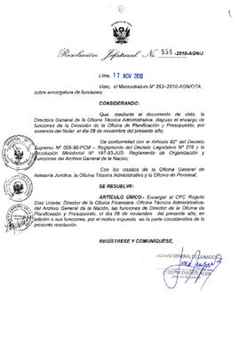 Resolución Jefatural N° 559-2010-AGN/J