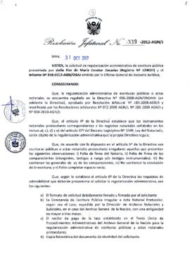 Resolución Jefatural N° 339-2012-AGN/J