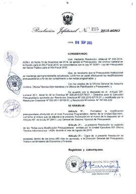 Resolución Jefatural N° 215-2015-AGN/J