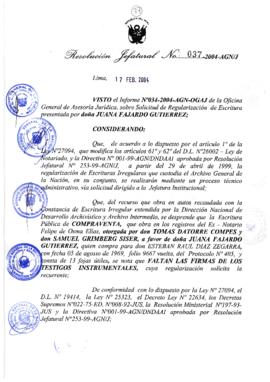 Resolución Jefatural N° 037-2004-AGN/J