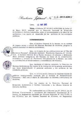 Resolución Jefatural N° 219-2013-AGN/J