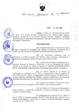 Resolución Jefatural N° 376-2005-AGN/J