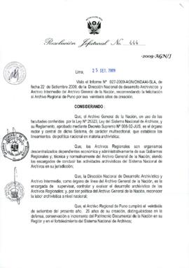 Resolución Jefatural N° 444-2009-AGN/J