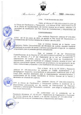 Resolución Jefatural N° 380-2004-AGN/J