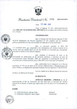 Resolución Directoral N° 006-2010-AGN/OTA