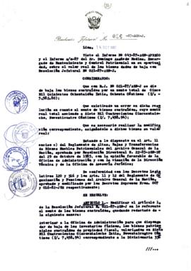 Resolución Jefatural N° 086-1987/AGN/J