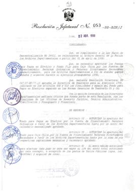 Resolución Jefatural N° 053-1998/AGN/J