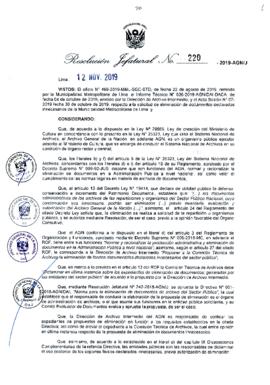 Resolución Jefatural N° 220-2019-AGN/J