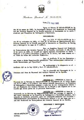 Resolución Directoral N° 31-85-AGN/OA