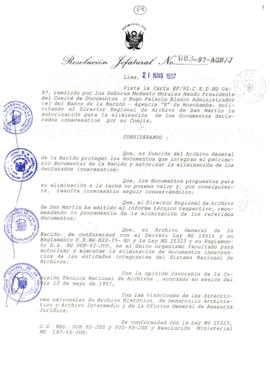 Resolución Jefatural N° 083-1997/AGN/J