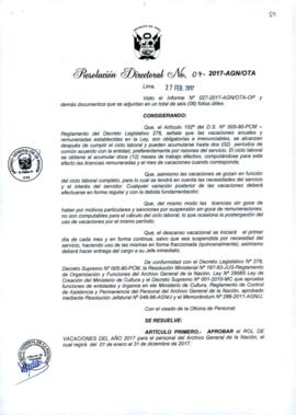 Resolución Directoral N° 007-2017-AGN/OTA