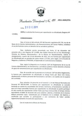 Resolución Directoral N° 093-2011-AGN/OTA