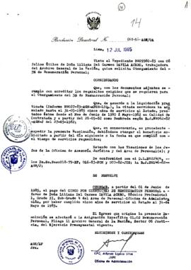 Resolución Directoral N° 61-85-AGN/OA