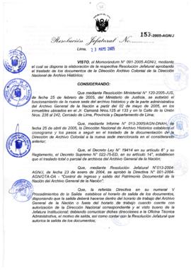 Resolución Jefatural N° 153-2005-AGN/J