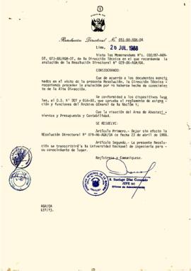 Resolución Directoral N° 051-88-AGN/OA