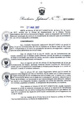 Resolución Jefatural N° 061-2017-AGN/J