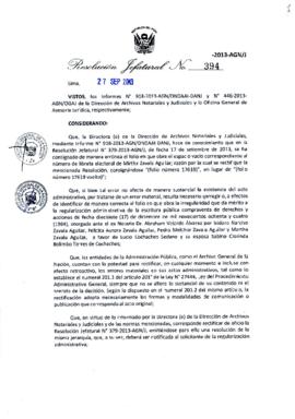 Resolución Jefatural N° 394-2013-AGN/J