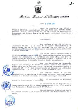 Resolución Directoral N° 008-2000-AGN/OTA