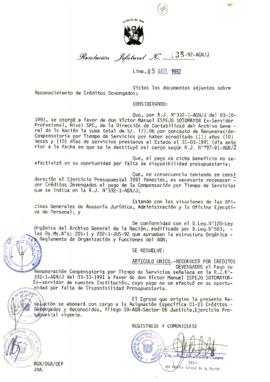 Resolución Jefatural N° 138-1992/AGN/J