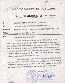 MEMORANDUM 156-87/AGN-JOAJ
