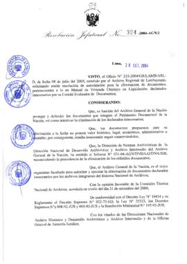 Resolución Jefatural N° 324-2004-AGN/J