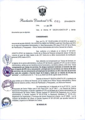 Resolución Directoral N° 023-2014-AGN/OTA