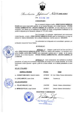 Resolución Jefatural N° 004-2002/AGN/J