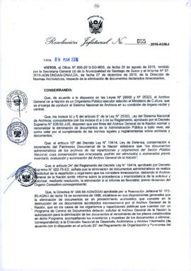 Resolución Jefatural N° 055-2016-AGN/J