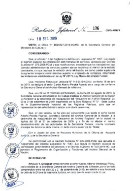 Resolución Jefatural N° 176-2019-AGN/J