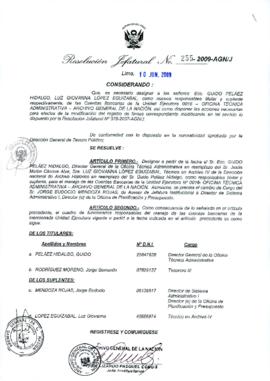 Resolución Jefatural N° 255-2009-AGN/J