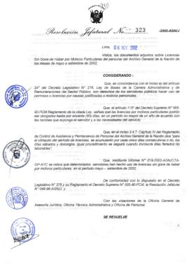Resolución Jefatural N° 323-2002/AGN/J