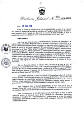 Resolución Jefatural N° 095-2016-AGN/J