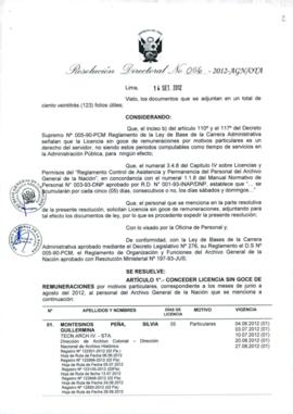 Resolución Directoral N° 056-2012-AGN/OTA