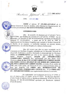 Resolución Jefatural N° 277-2003-AGN/J