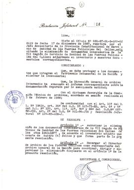 Resolución Jefatural N° 011-1988/AGN/J
