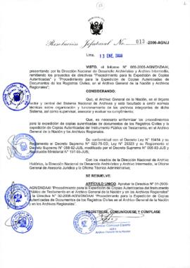 Resolución Jefatural N° 013-2006-AGN/J