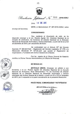 Resolución Jefatural N° 609-2010-AGN/J