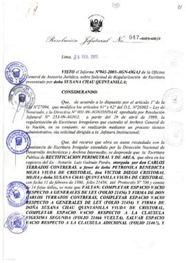 Resolución Jefatural N° 047-2003-AGN/J