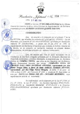 Resolución Jefatural N° 158-2000/AGN/J