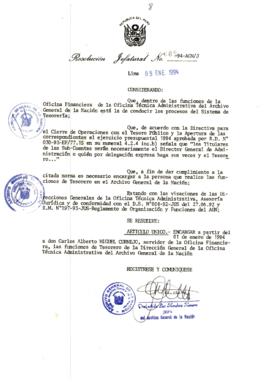 Resolución Jefatural N° 008-1994/AGN/J