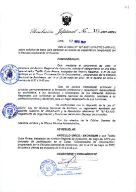 Resolución Jefatural N° 192-2007-AGN/J