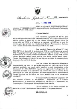Resolución Jefatural N° 460-2008-AGN/J